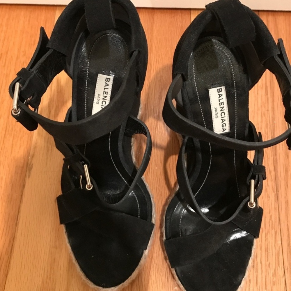 Balenciaga Leather Wedge Espadrilles Style - Picture 5 of 5